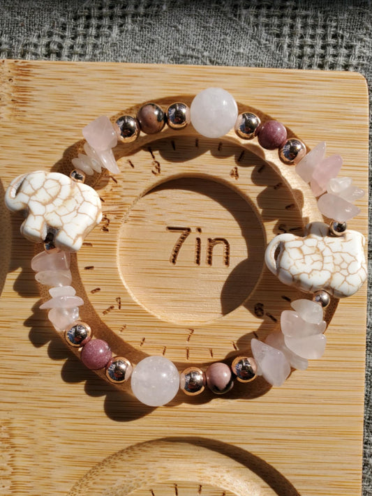 Rhodonite and Rose Quartz with Elephants