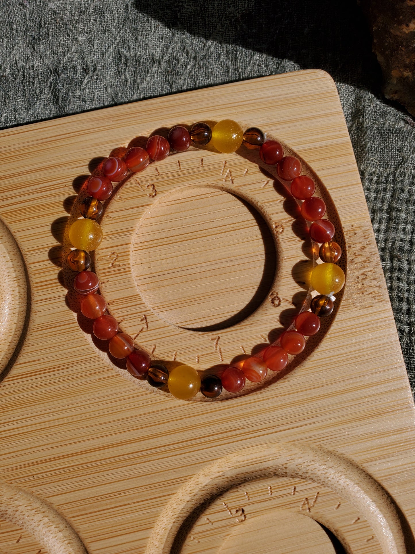Amber, Carnelian, and Yellow Jade