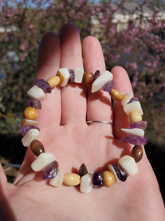 Amethyst, Shell and Wood