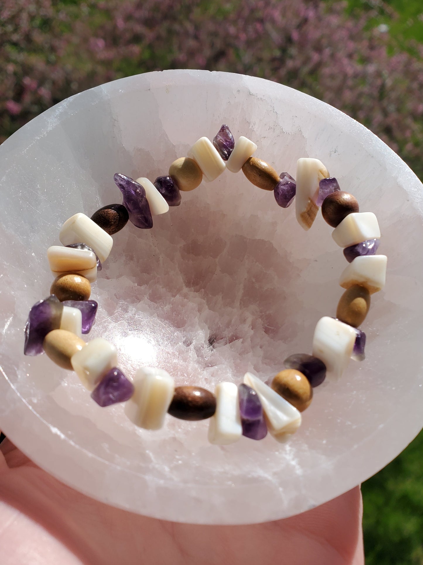 Amethyst, Shell and Wood