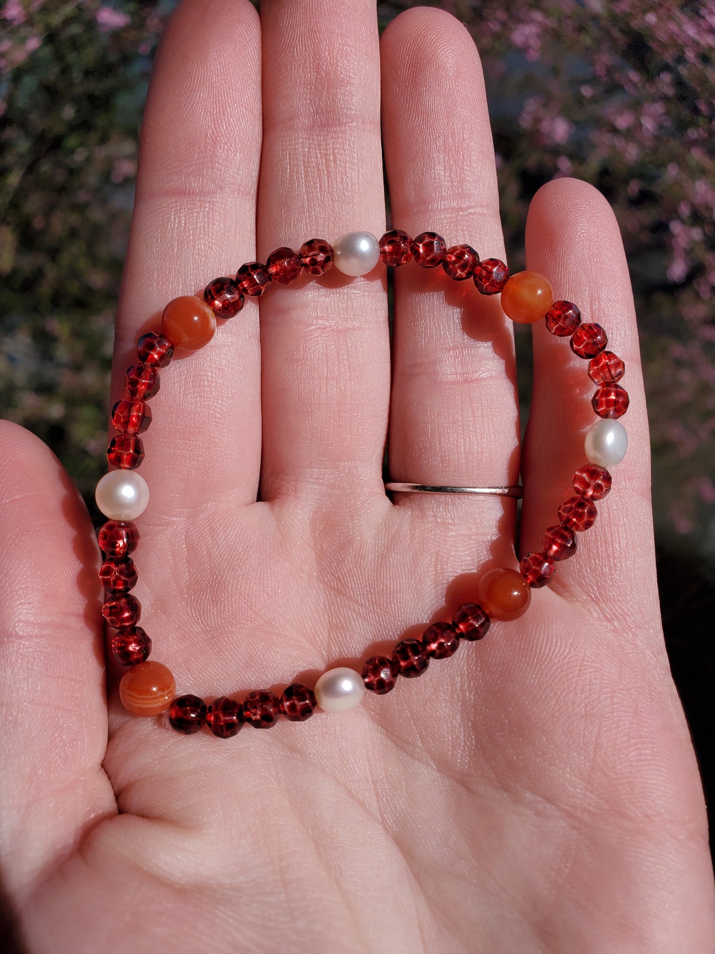 Carnelian, Garnet, and Pearl