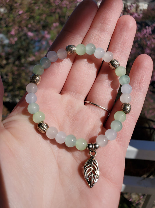 Silver, Blue & Green Leaf