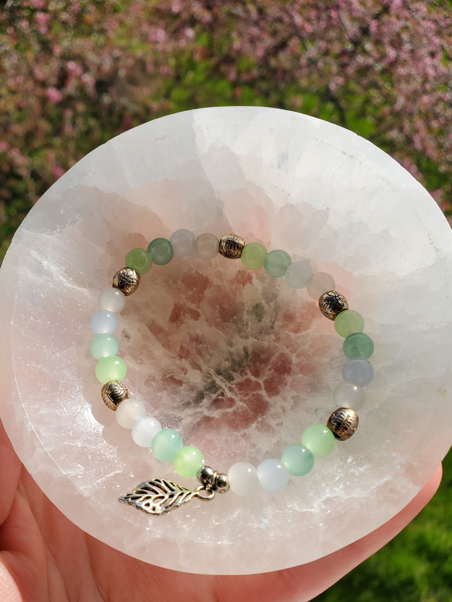 Silver, Blue & Green Leaf