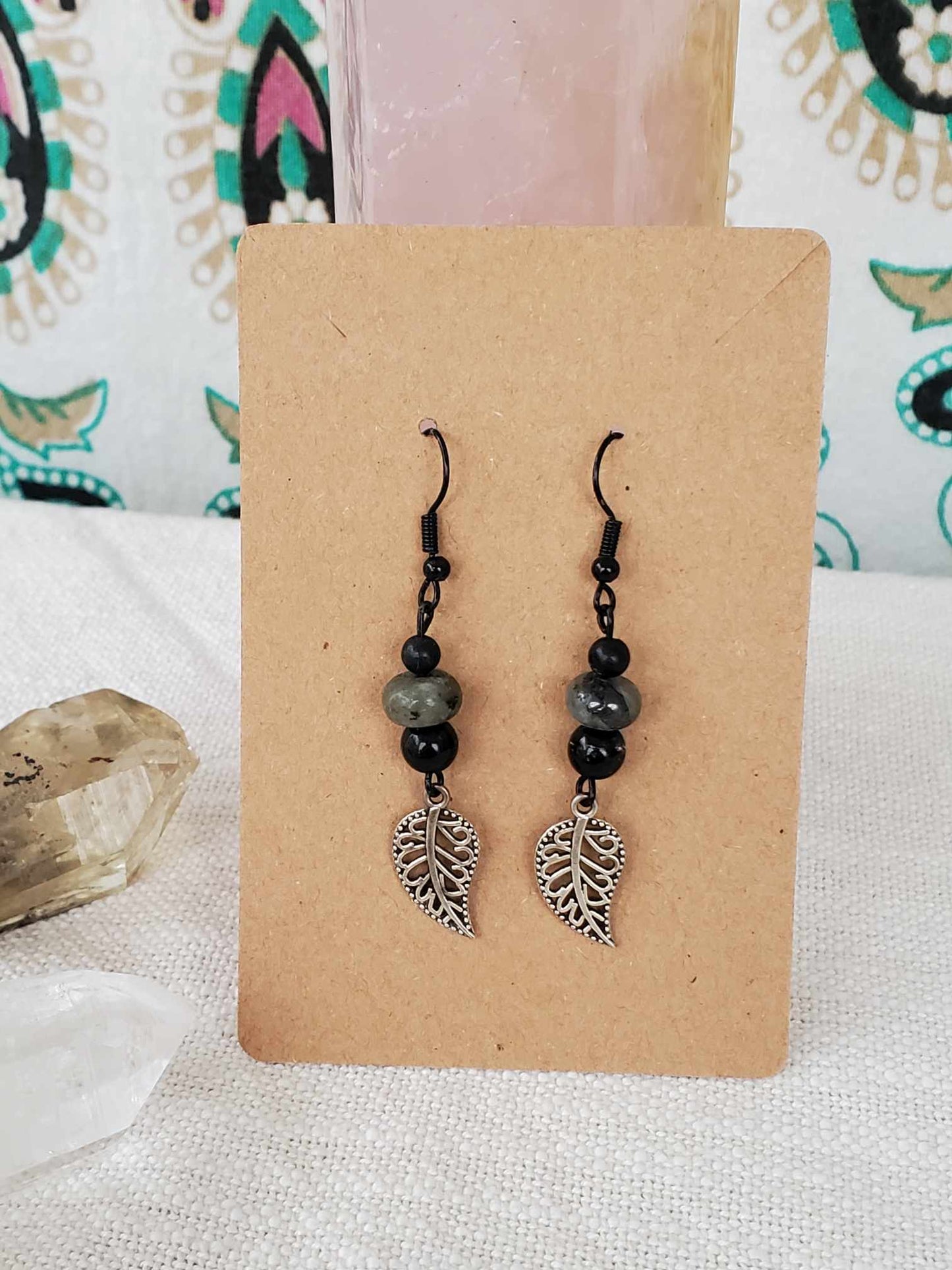 Earrings - "Labradorite Leaves"
