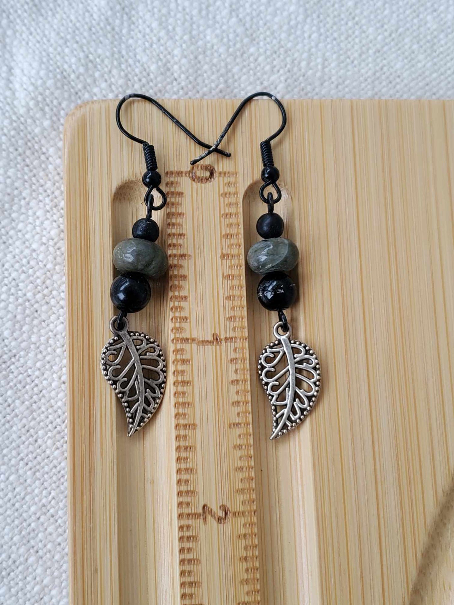 Earrings - "Labradorite Leaves"