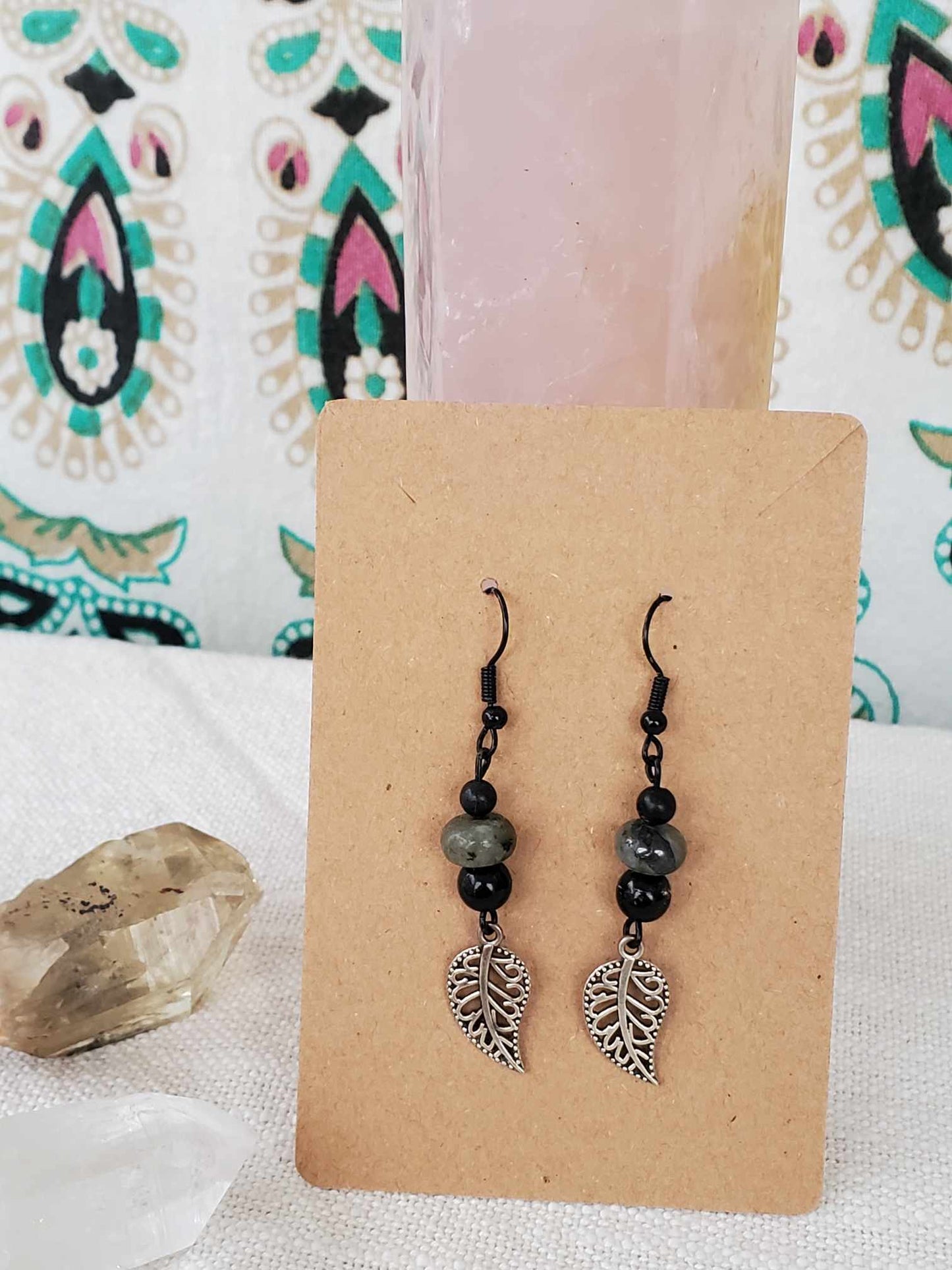 Earrings - "Labradorite Leaves"
