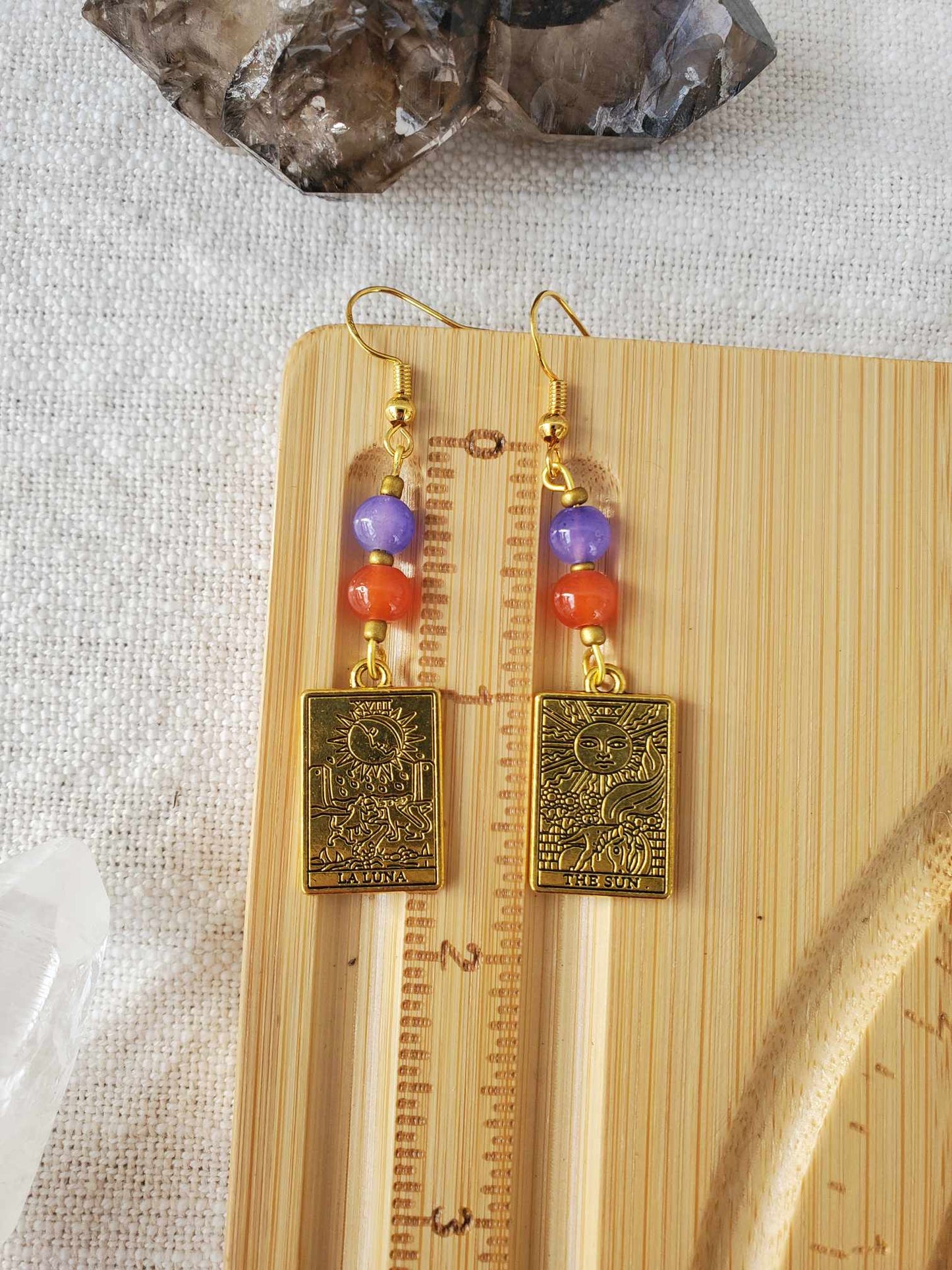 Earrings - Gold Sun & Moon Tarot