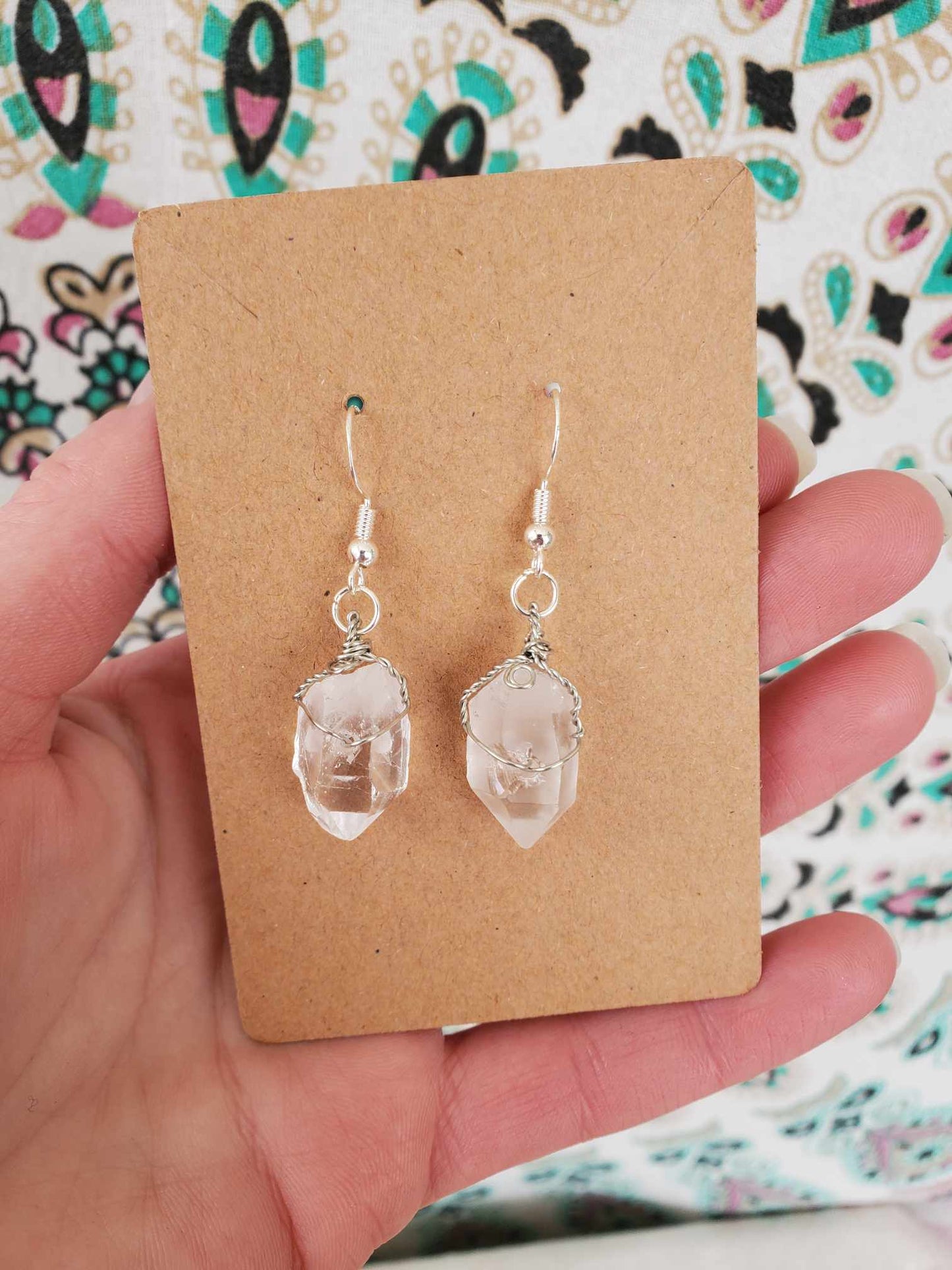 Earrings - Clear Quartz Points