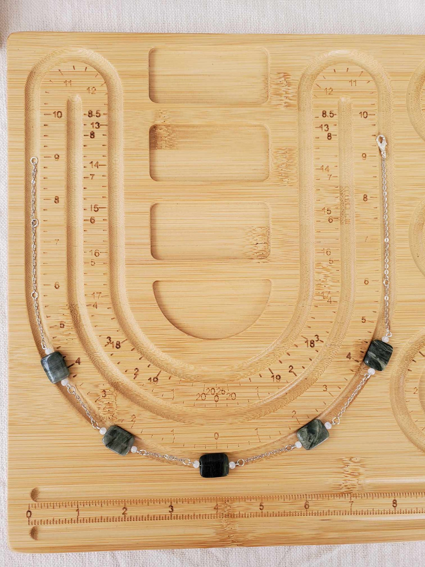 Seaweed Jasper x Moonstone - Earring & Necklace Set