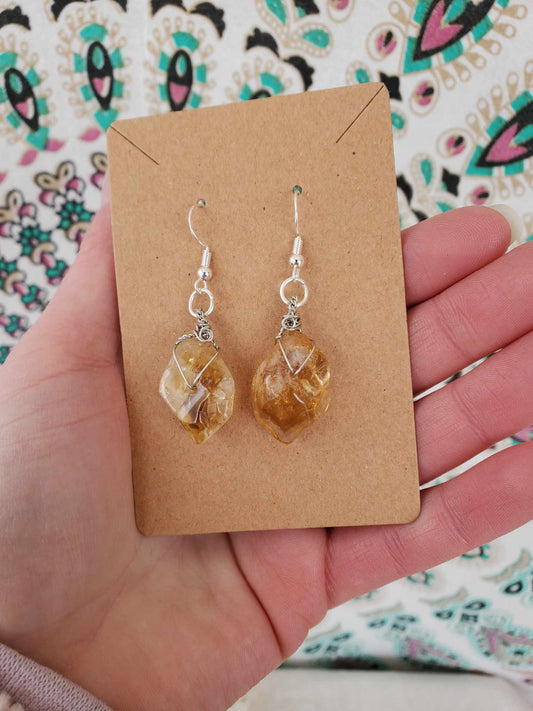 Earrings - Citrine Points