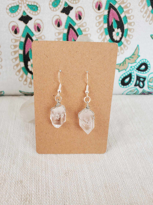 Earrings - Clear Quartz Points