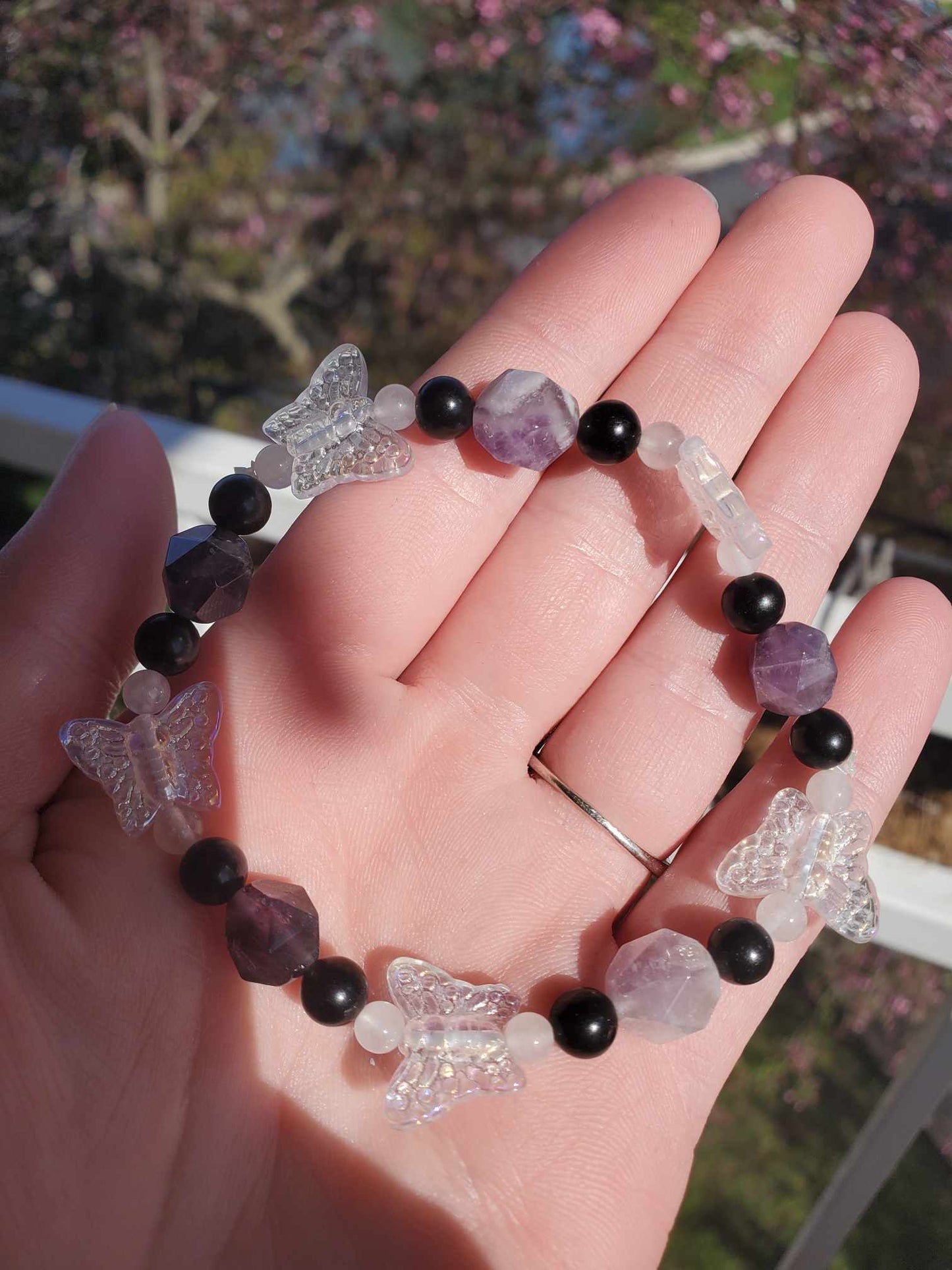Butterflies w/ Amethyst, Obsidian, & Rose Quartz