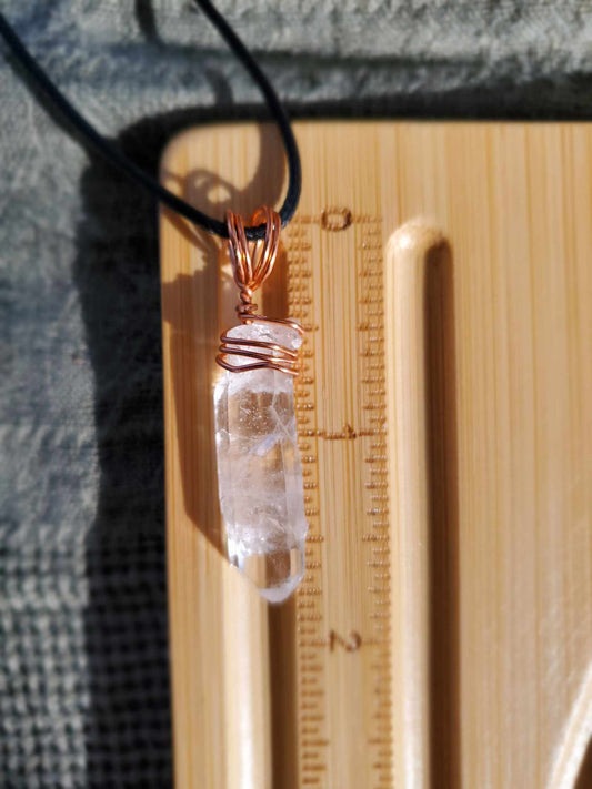 Lemurian Quartz Crystal Point in Copper Wire