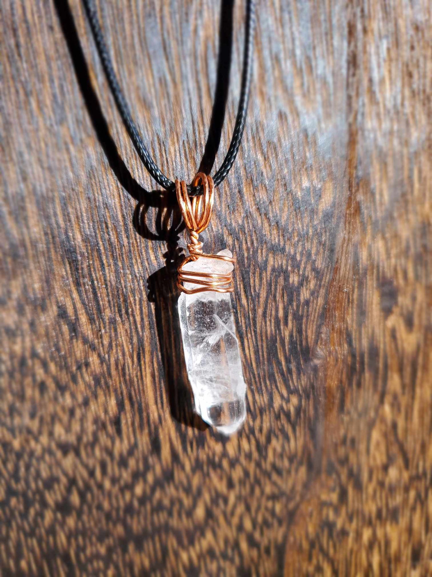 Lemurian Quartz Crystal Point in Copper Wire