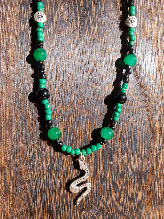Evil Eye & Snake Necklace - "Dark Nature"