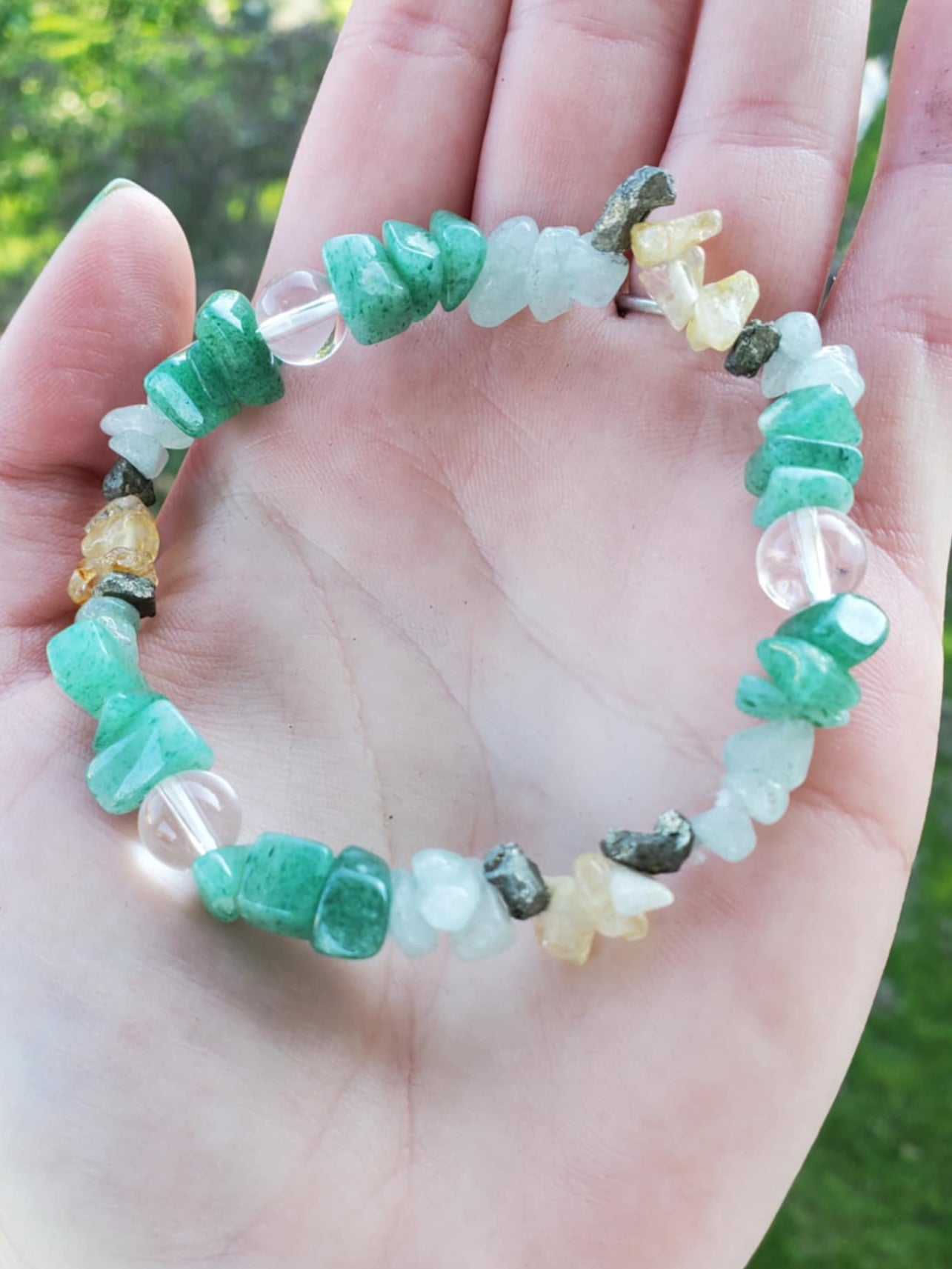 Blue and Green Aventurine, Citrine, Clear Quartz & Pyrite