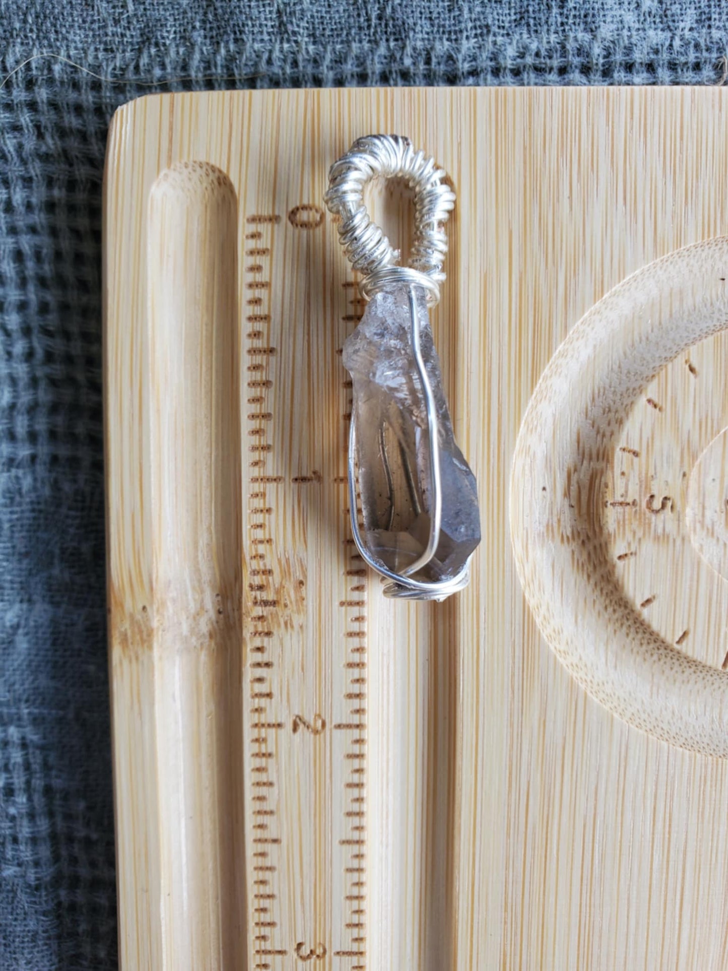 Smoky Quartz Point in Silver Wire