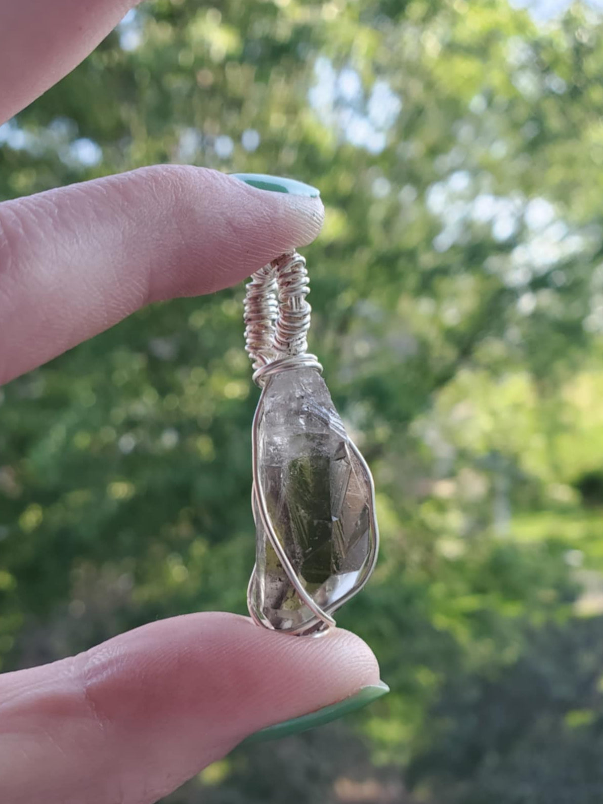 Smoky Quartz Point in Silver Wire