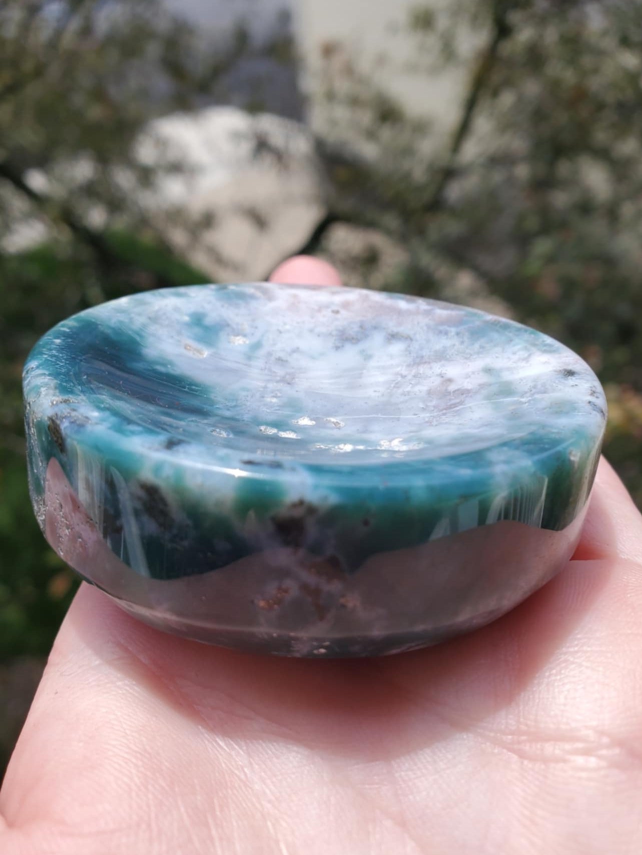 Moss Agate Shallow Bowl