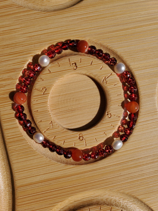 Carnelian, Garnet, and Pearl