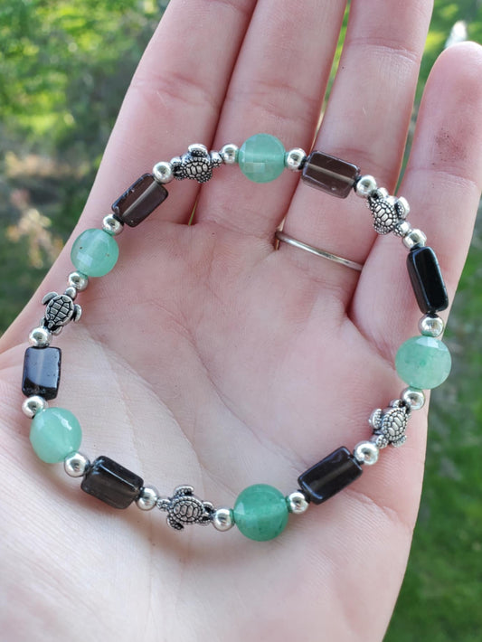 Aventurine & Smoky Quartz w/ Turtles