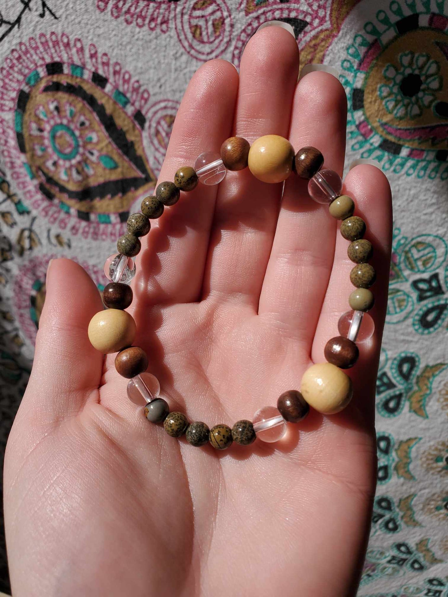 Jasper, Wood and Clear Quartz