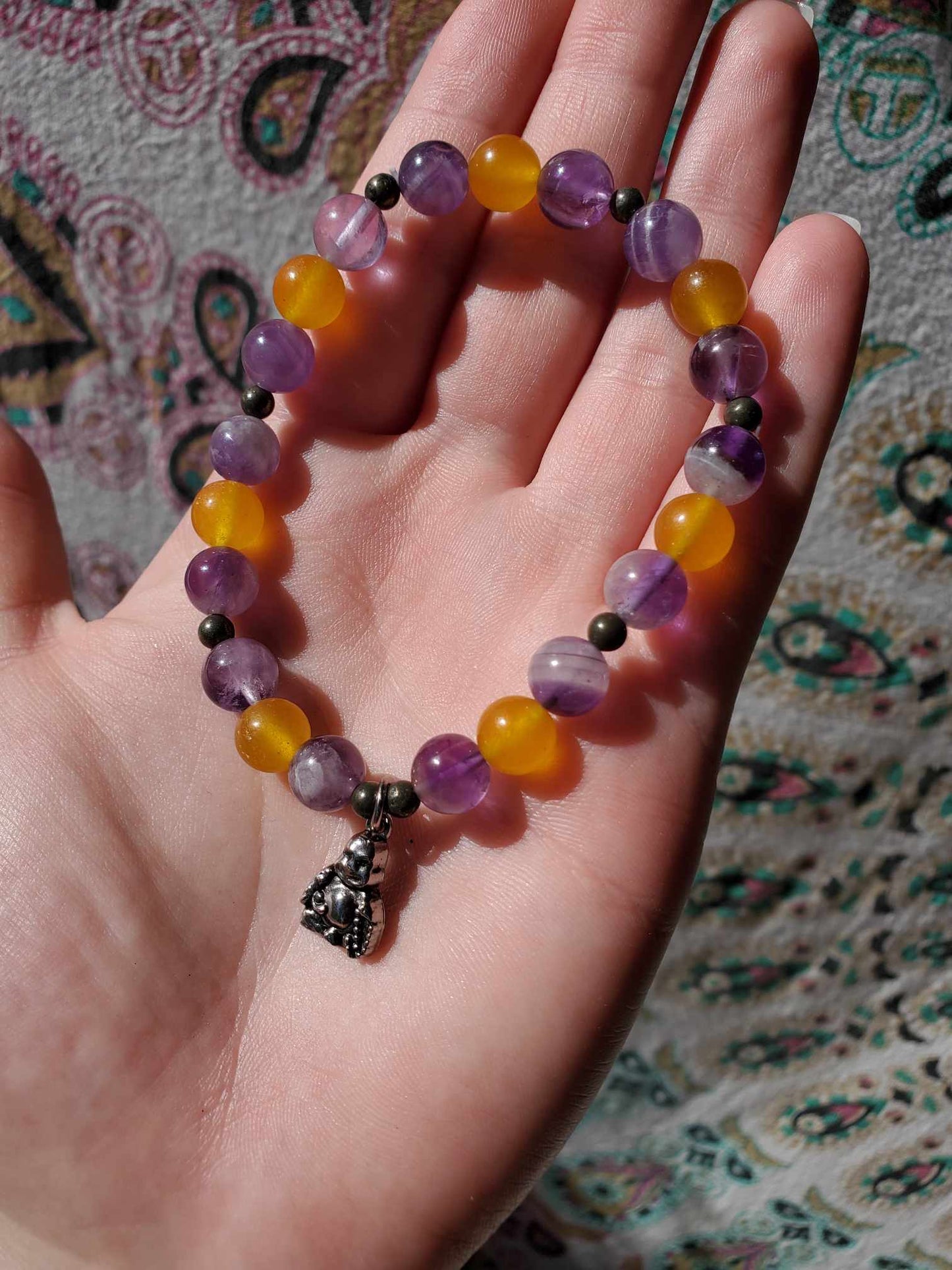 Jade, Amethyst, and Pyrite with Buddha Charm