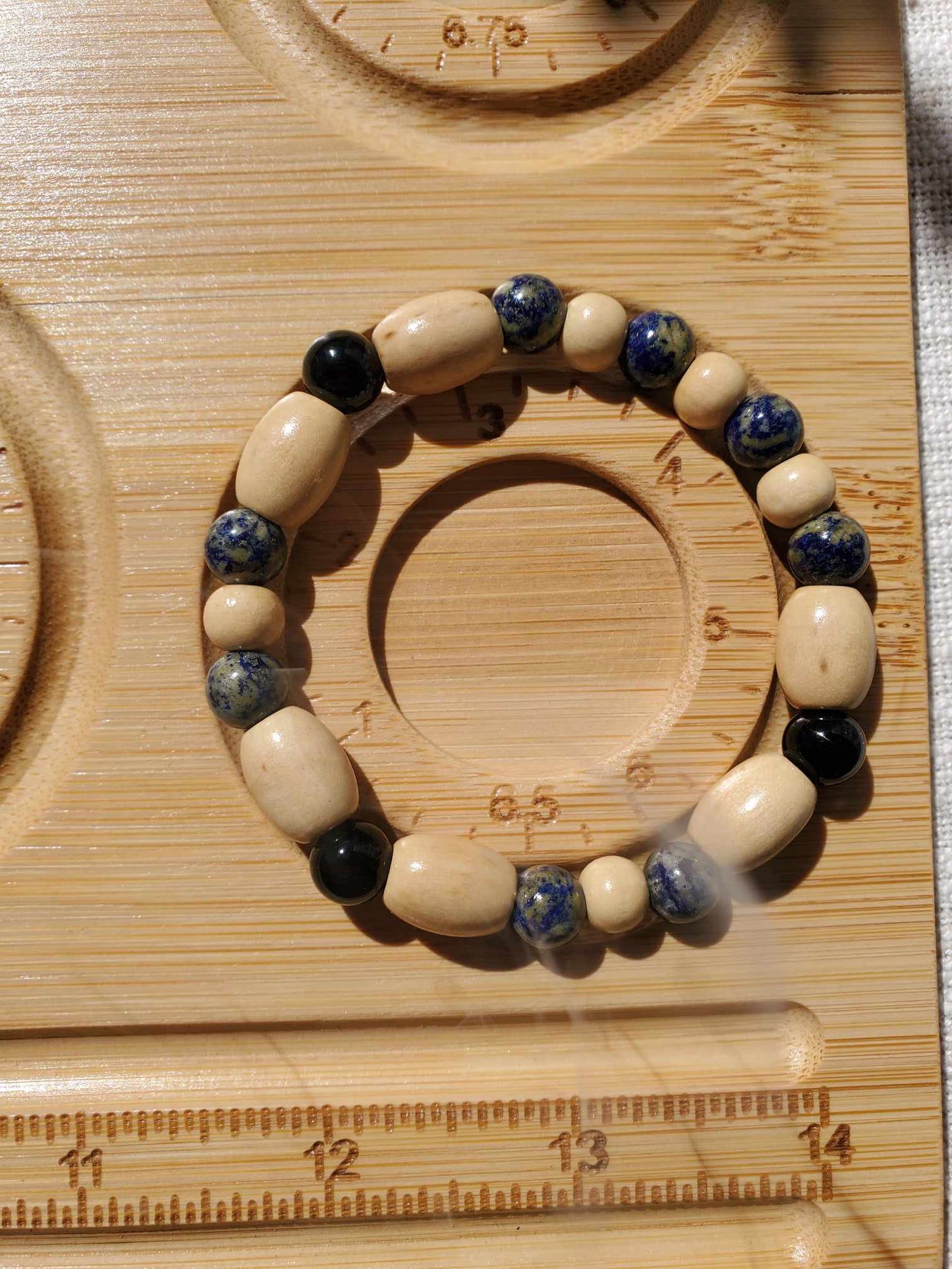 Sodalite, Obsidian and Wood Bracelet