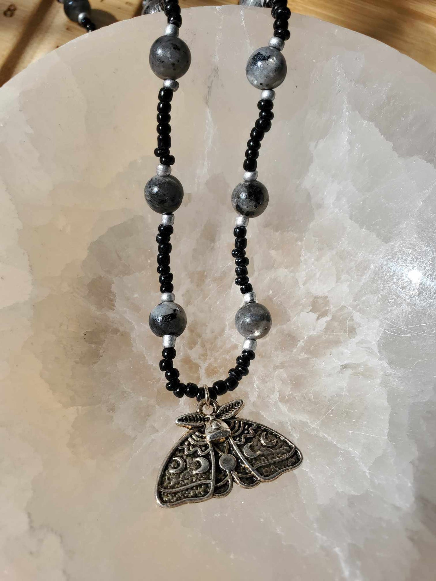 Luna Moth and Labradorite Necklace