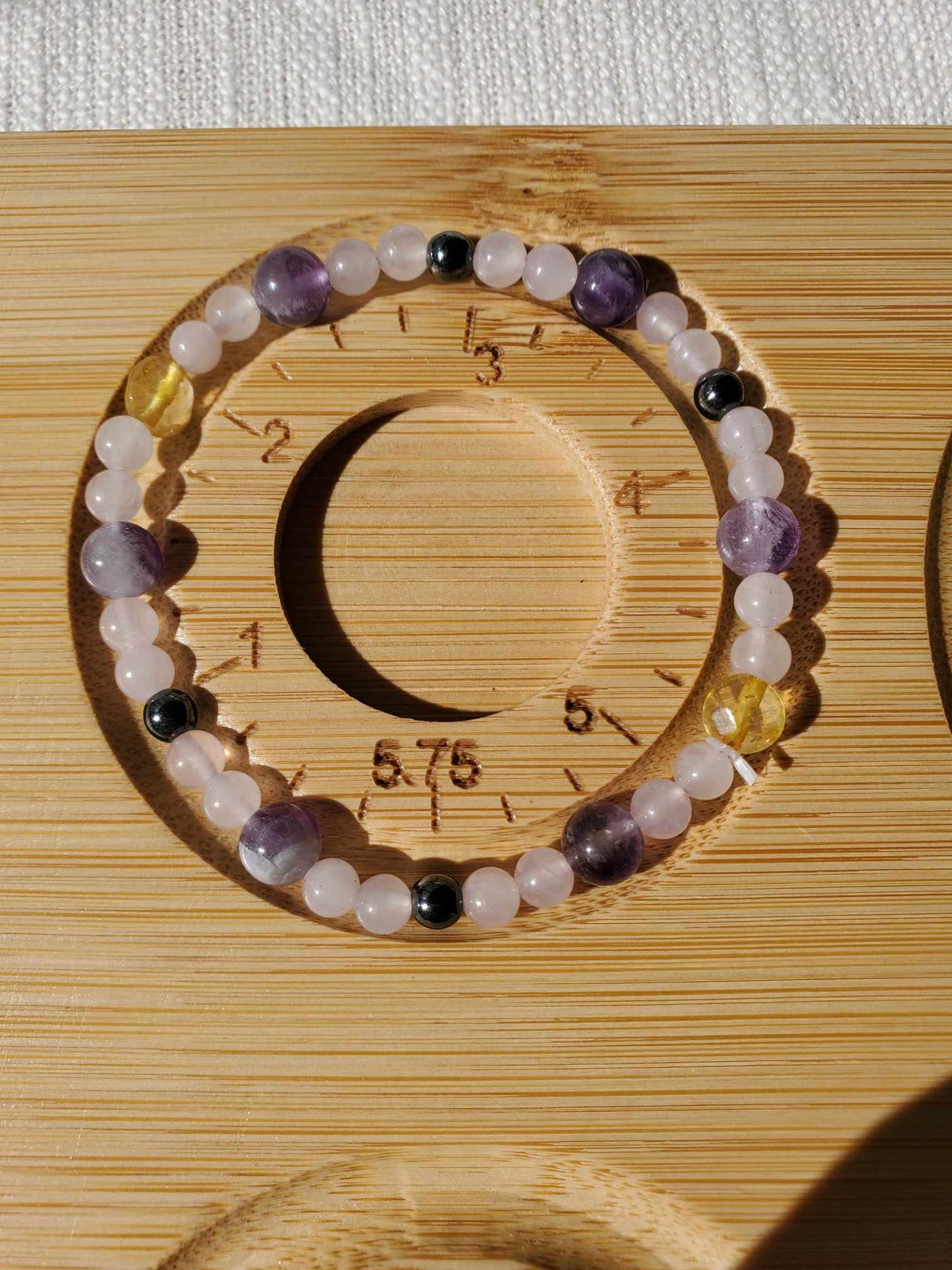 Rose Quartz, Amethyst, Hematite, and Citrine