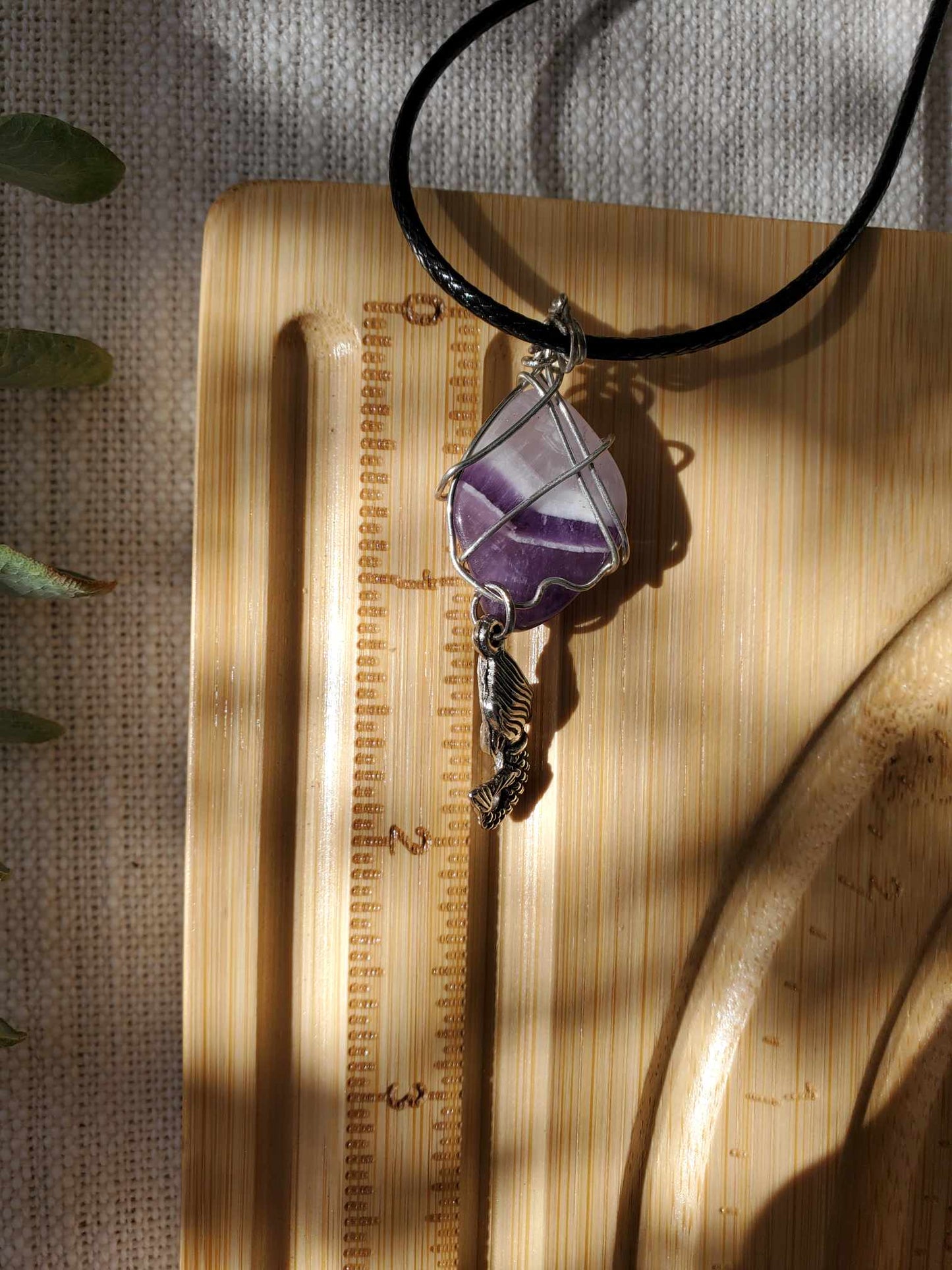 Amethyst with Silver Wire and Mermaid Charm