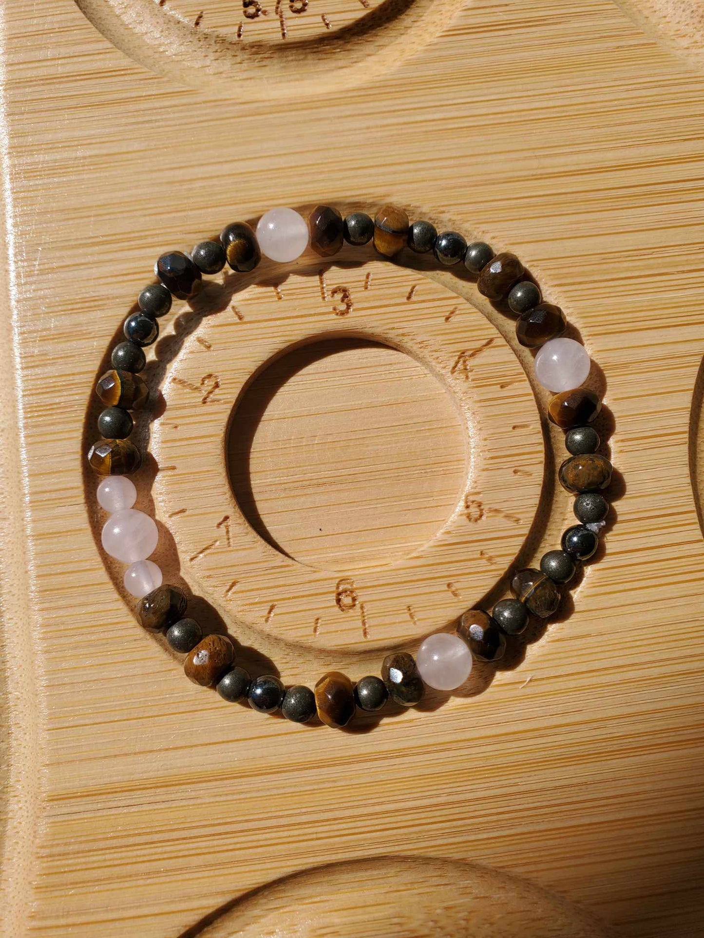 Tiger's Eye, Rose Quartz, Pyrite and Hematite Bracelet