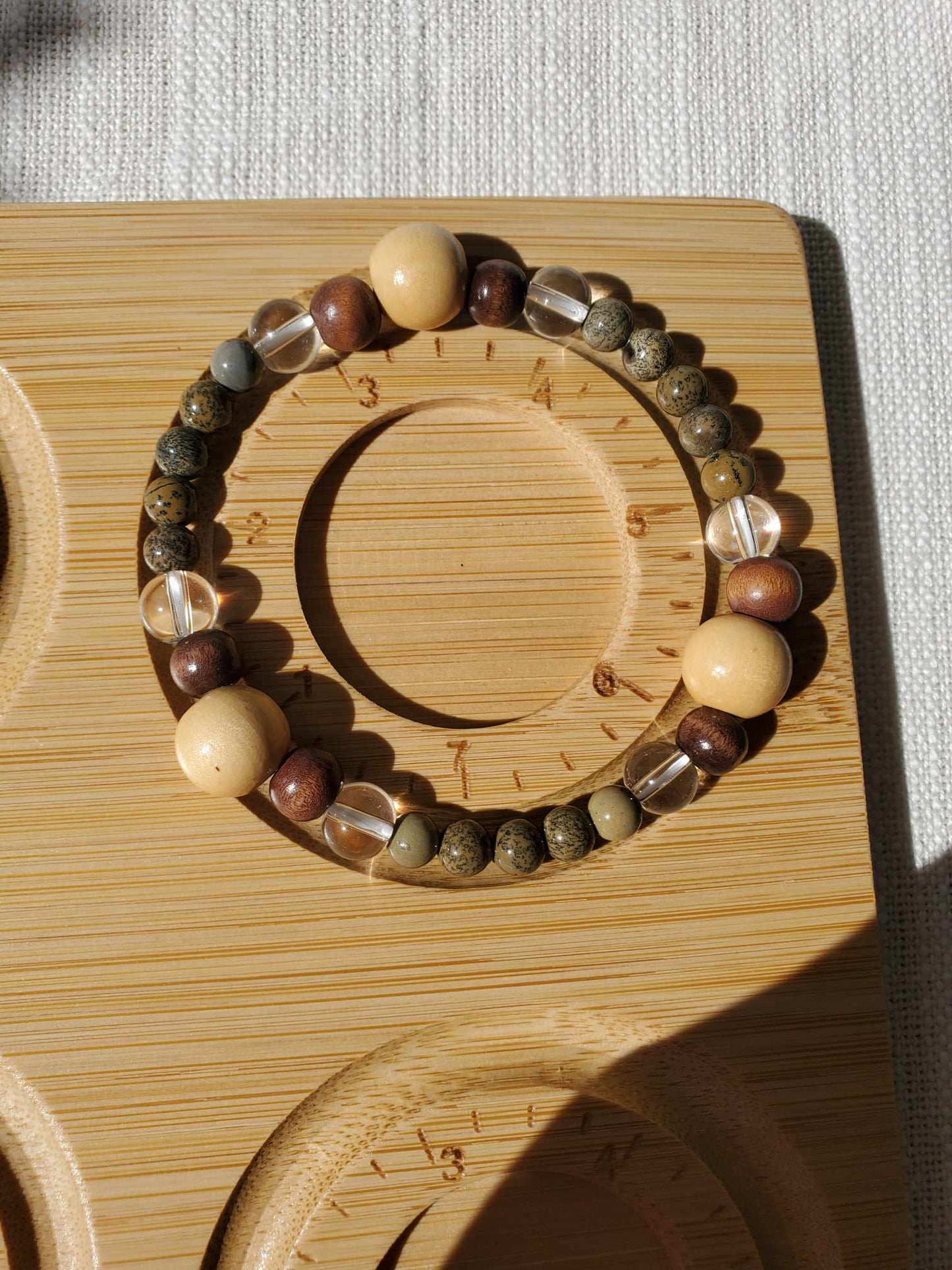 Jasper, Wood and Clear Quartz