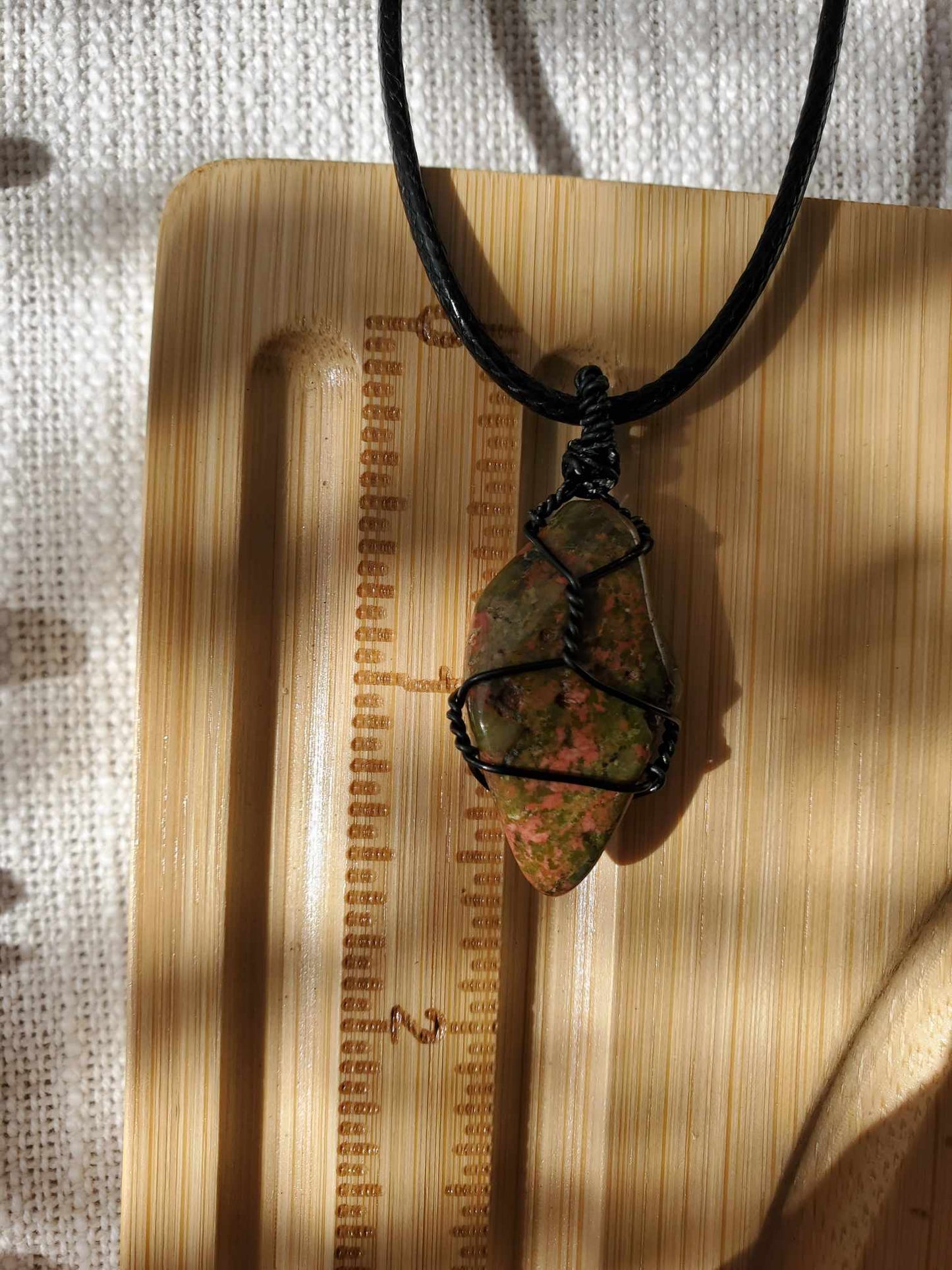 Unakite in Black Wire