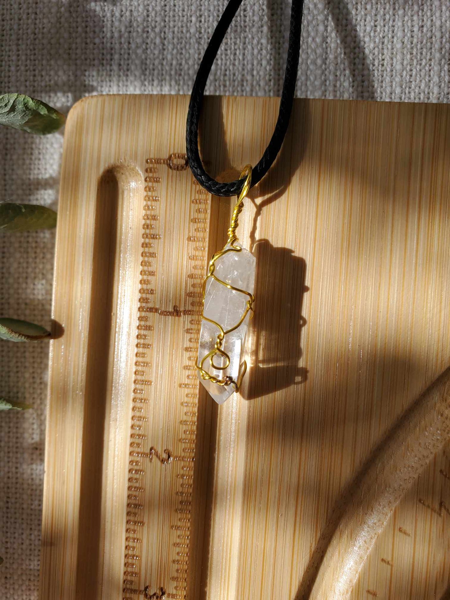 Clear Quartz in Gold Wire