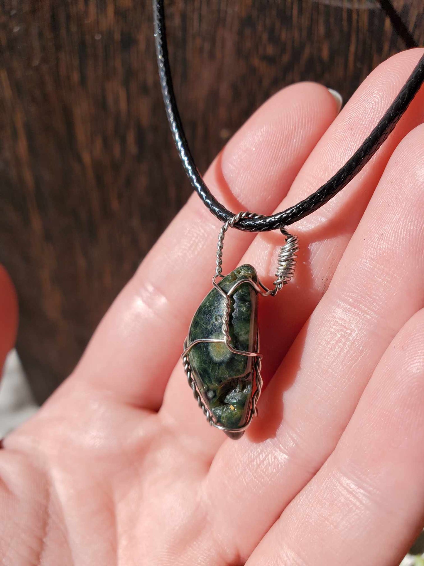 Kambaba Jasper in Silver Wire