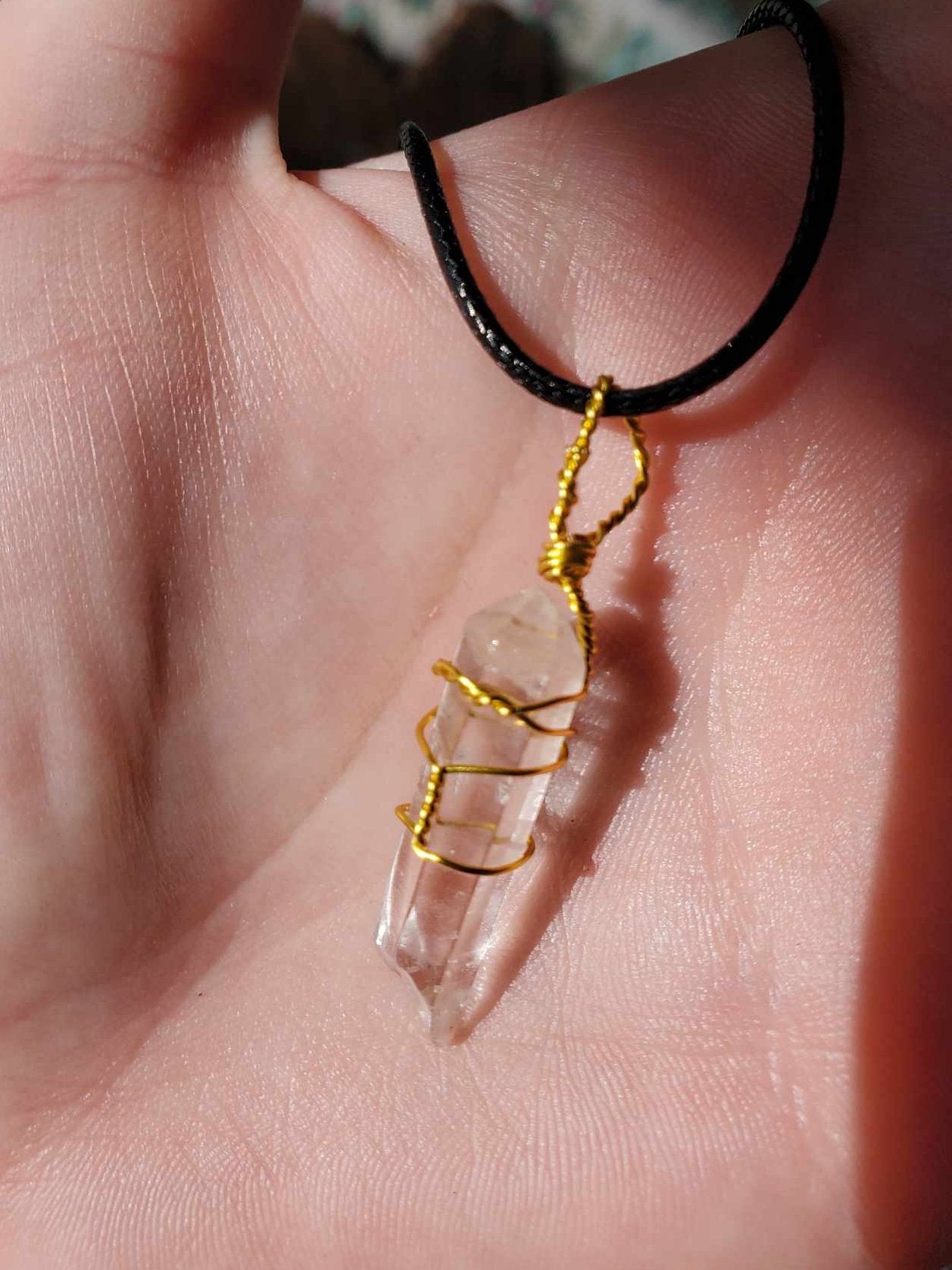 Clear Quartz in Gold Wire