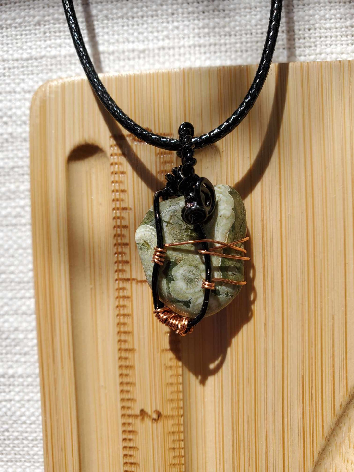 Ocean Jasper in Black and Copper Wire