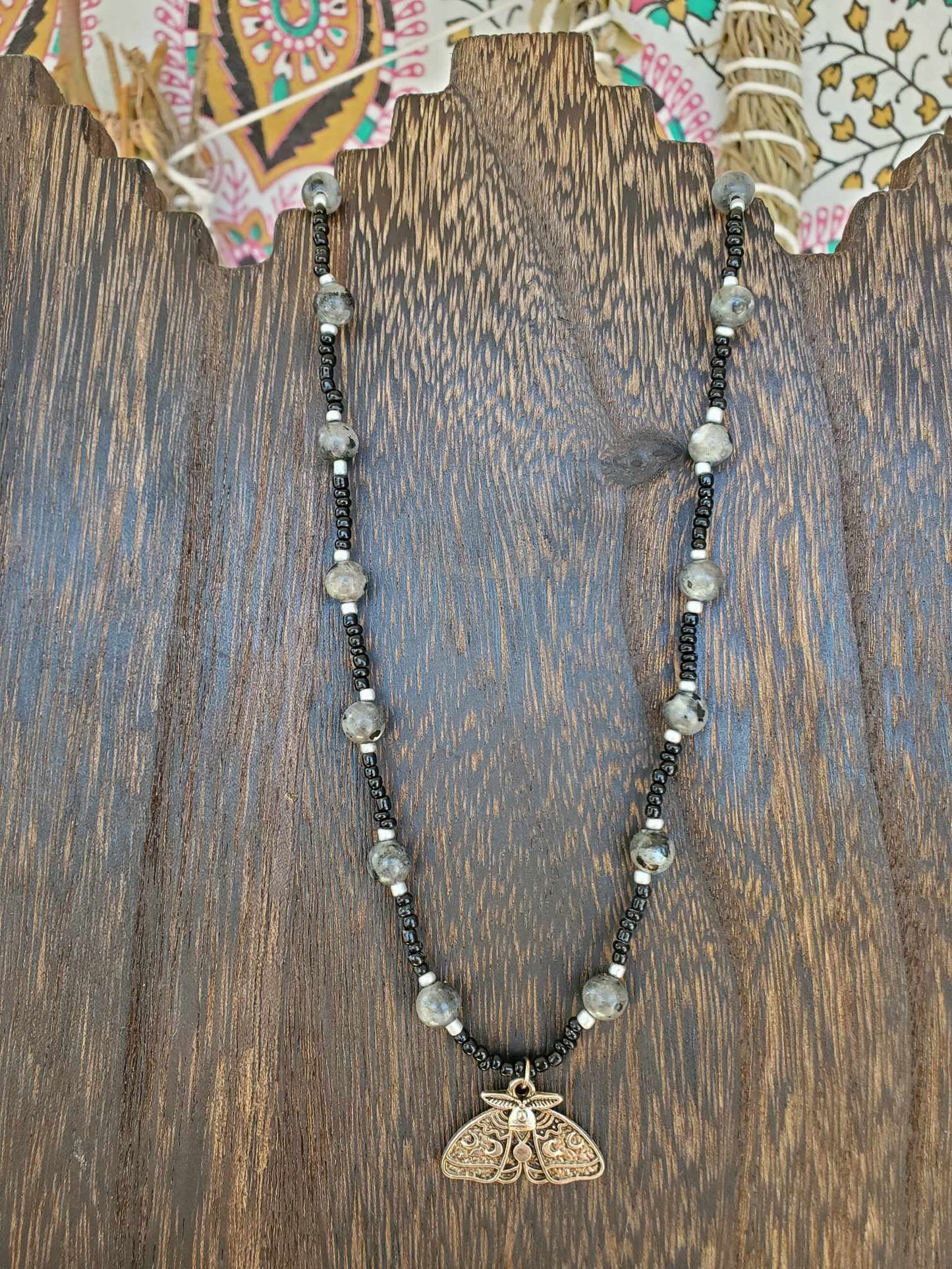 Luna Moth and Labradorite Necklace