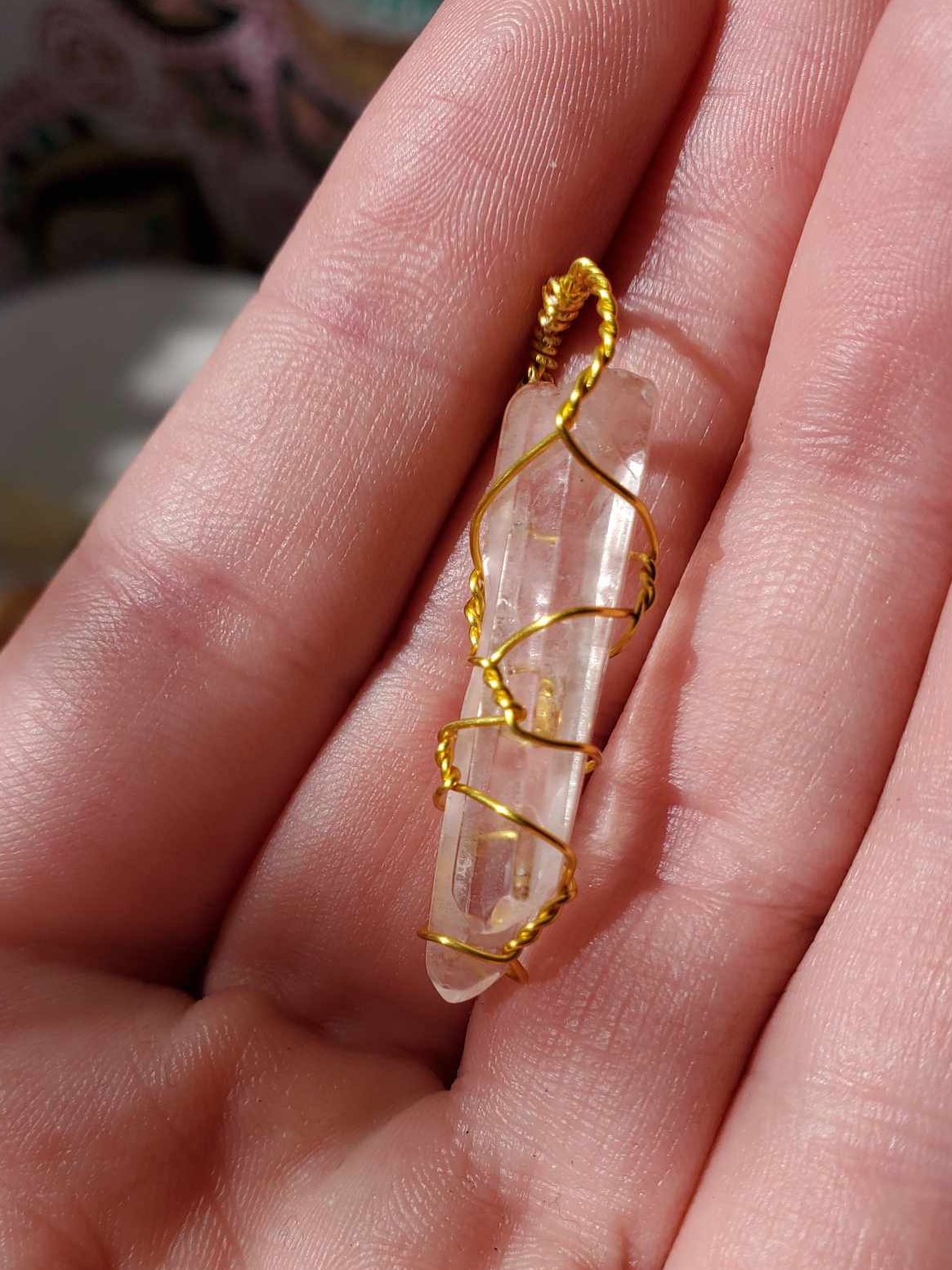 Clear Quartz in Gold Wire