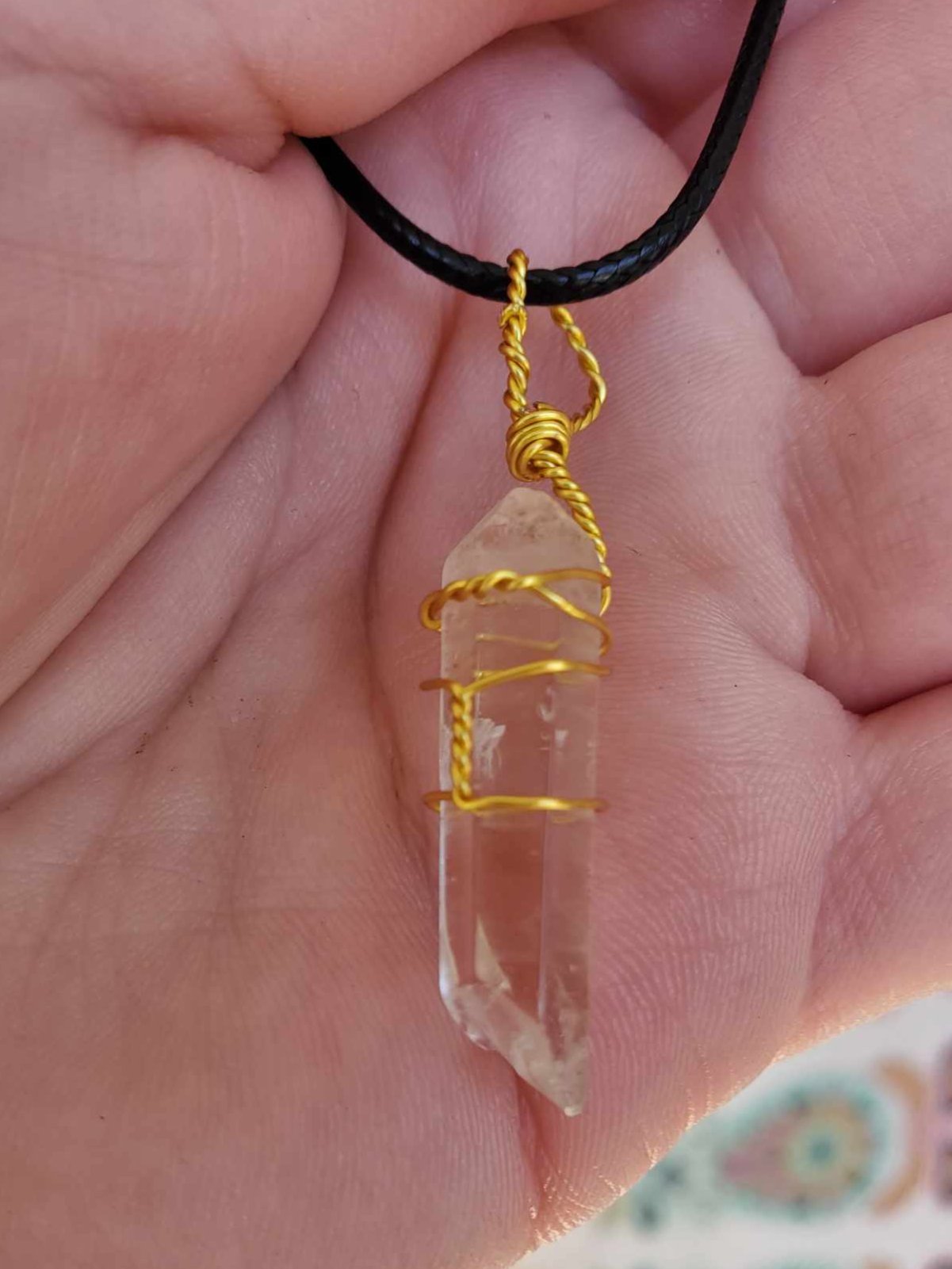 Clear Quartz in Gold Wire