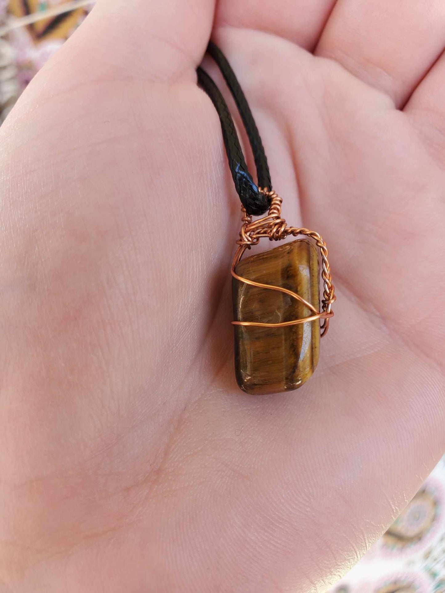 Tiger's Eye in Copper Wire