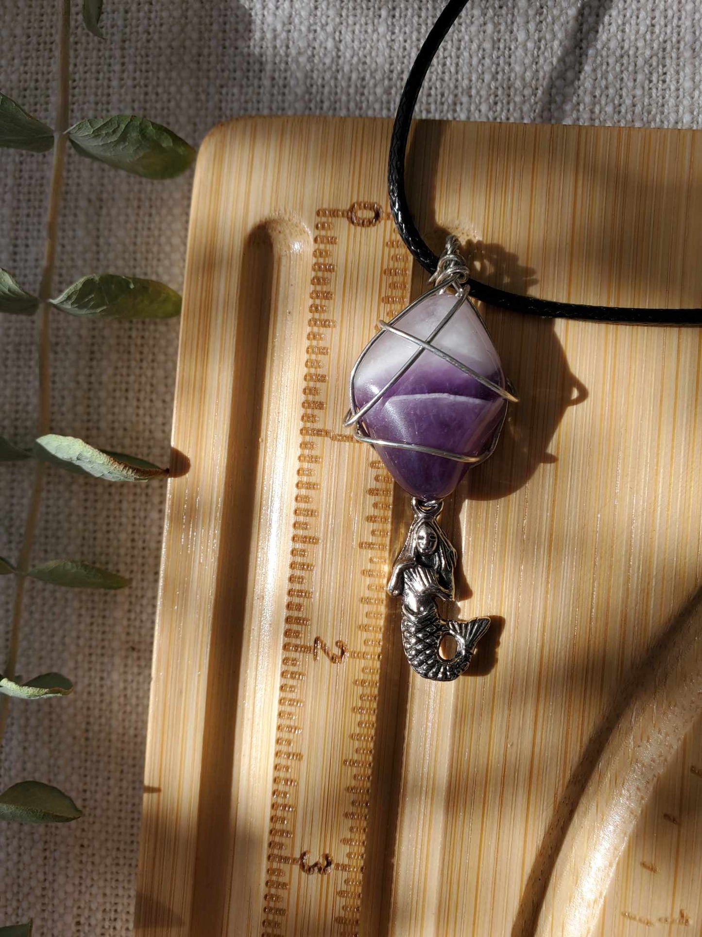 Amethyst with Silver Wire and Mermaid Charm