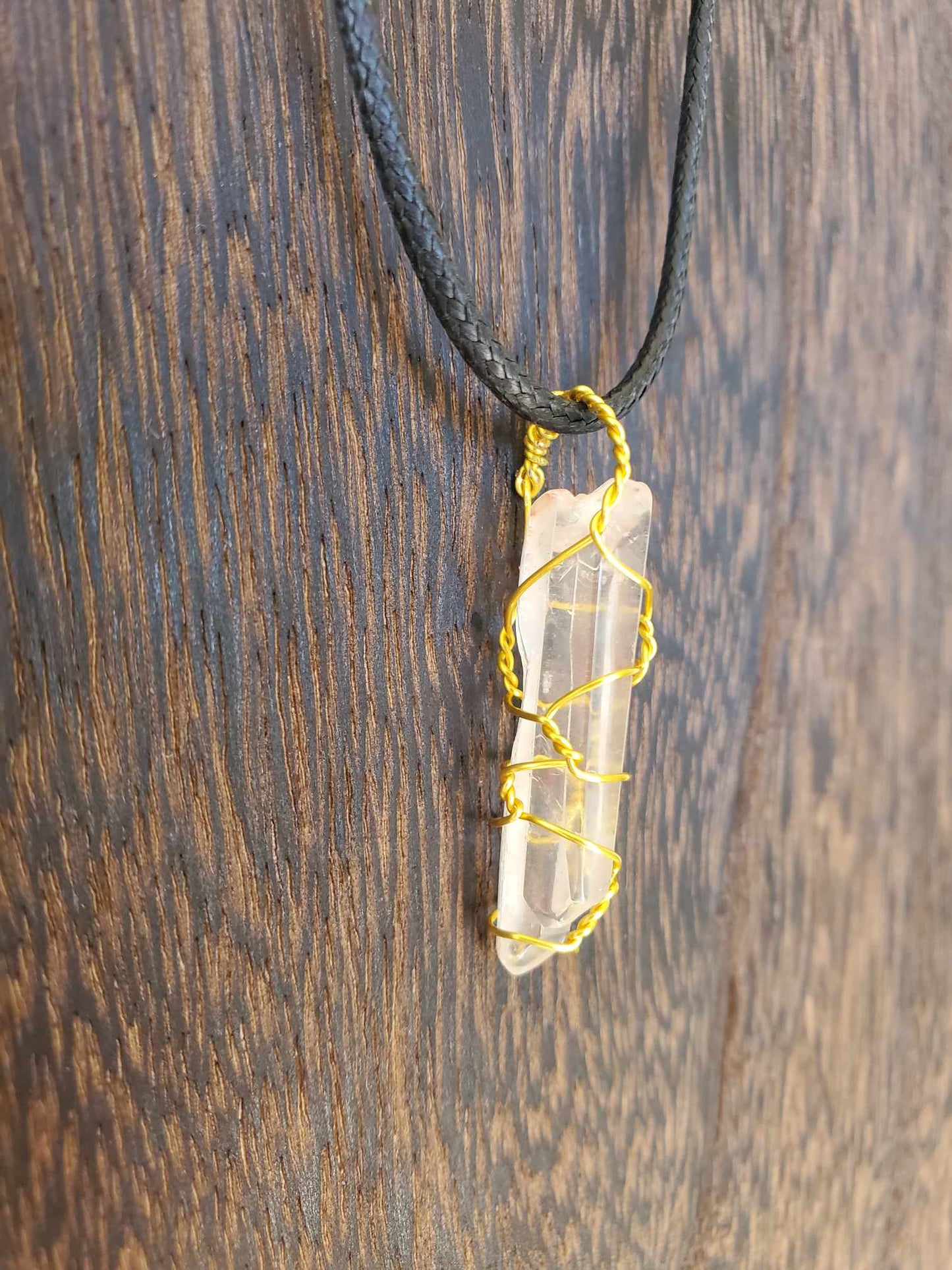 Clear Quartz in Gold Wire