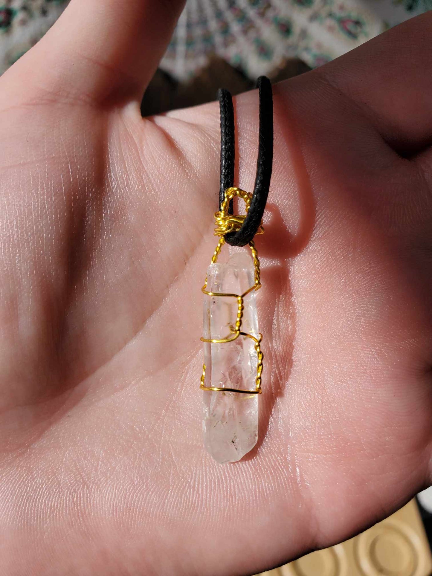 Clear Quartz in Gold Wire