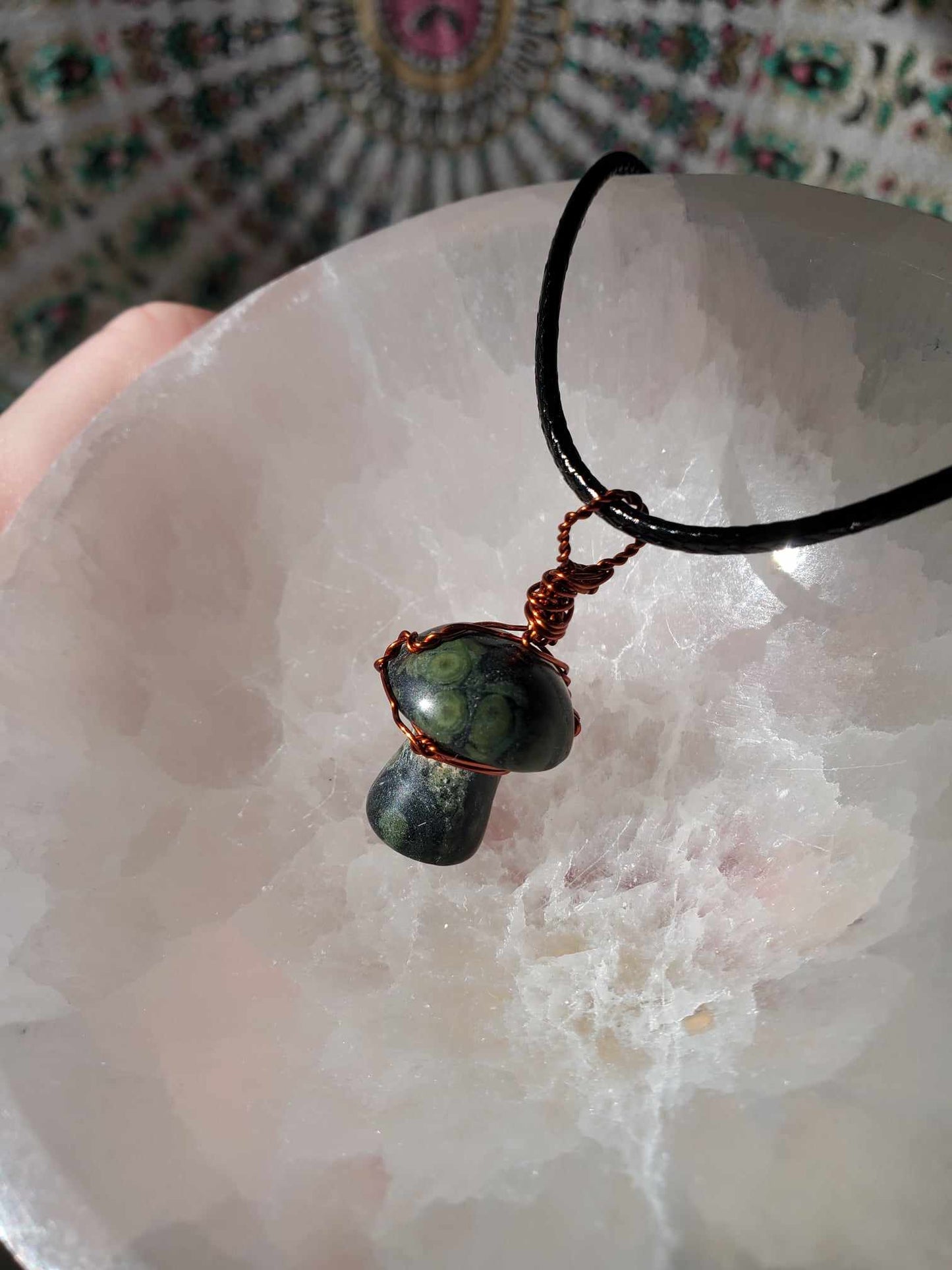 Kambaba Jasper Mushroom in Copper Wire