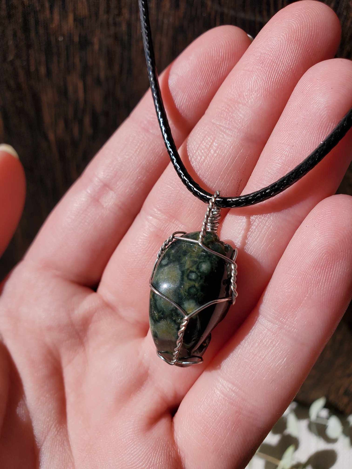 Kambaba Jasper in Silver Wire