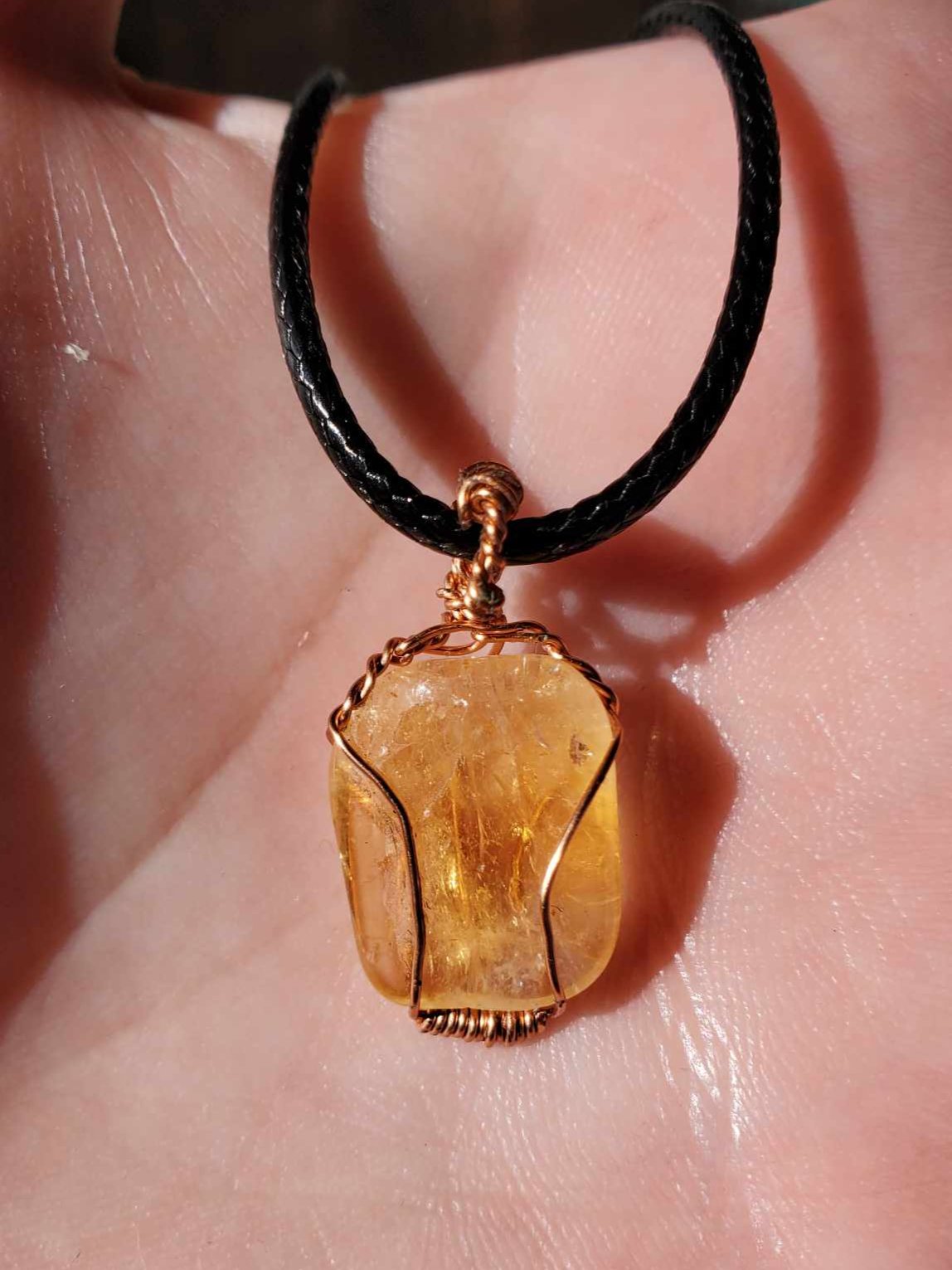 Citrine in Copper Wire