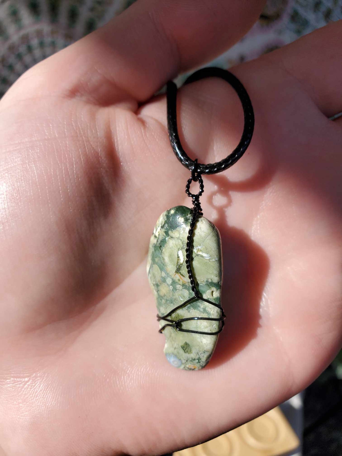 Rainforest Jasper in Black Wire