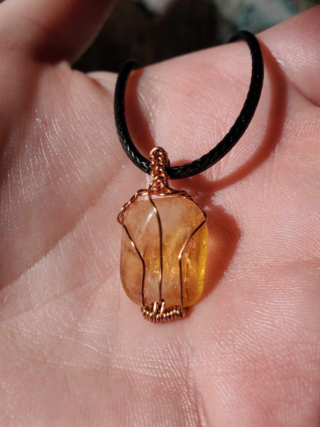 Citrine in Copper Wire